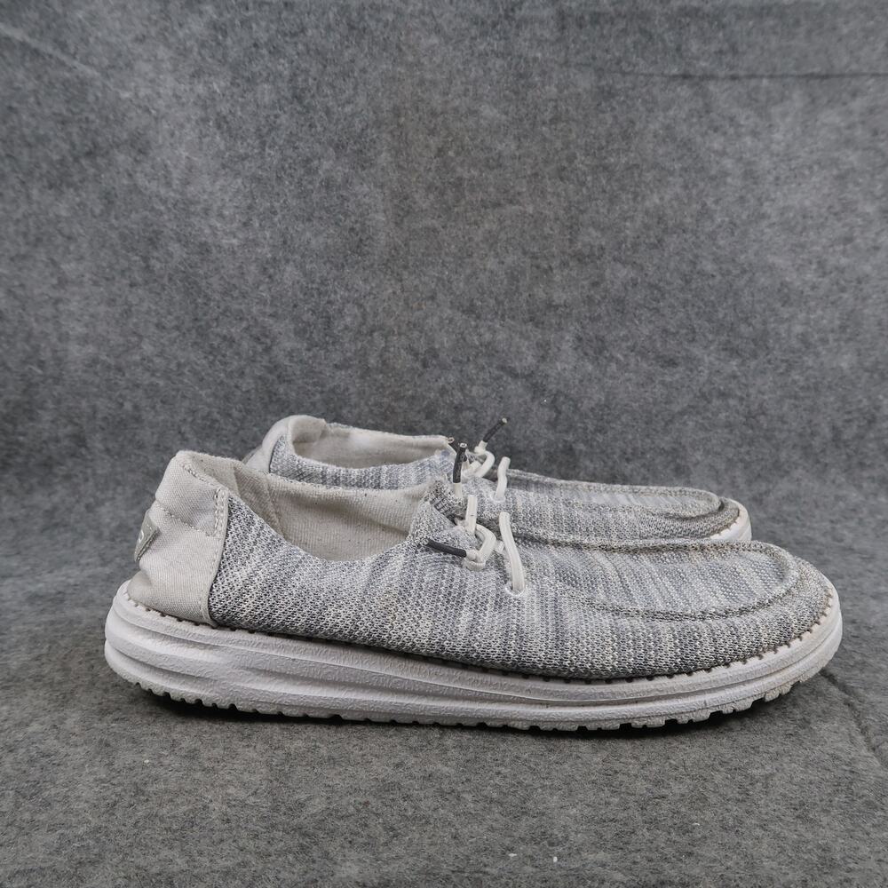 Hey Dude Shoes Womens 8 Casual Slip On Wendy Sox Glacier Grey Loafer Comfort